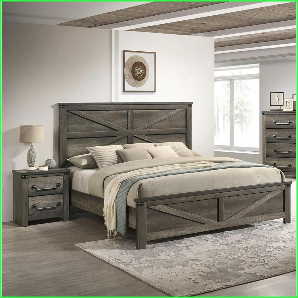 3pc Eastern King Bedroom Furniture Set Rustic Gray Farmhouse | Gray ...