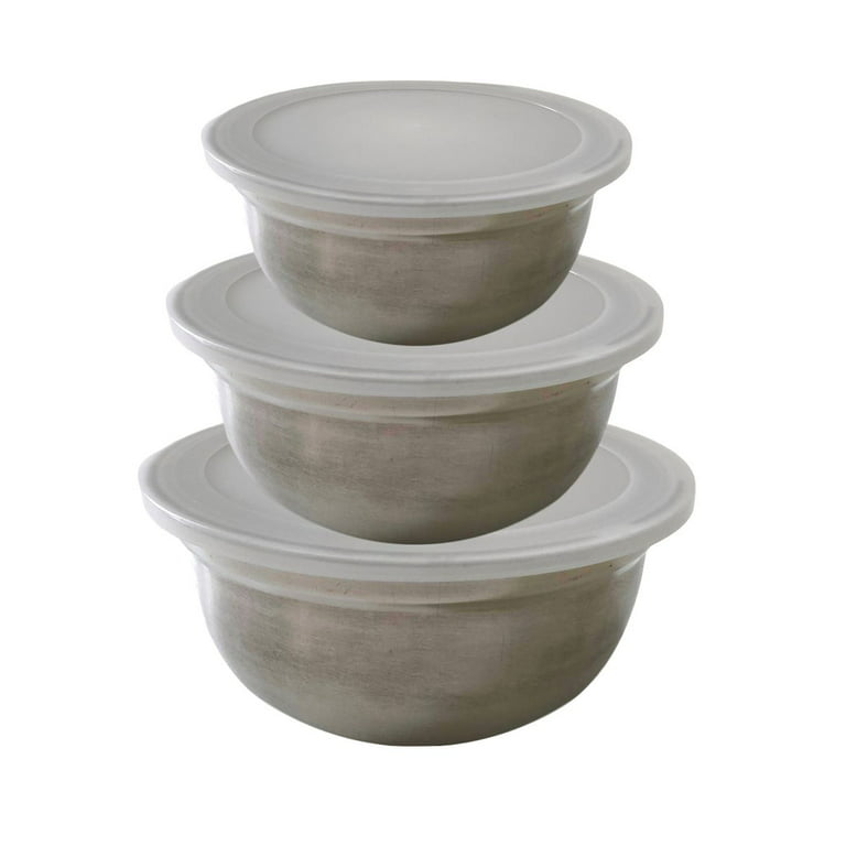 3pc Ernesto Stainless Steel Mixing Bowl Set With Lids, Store & Serve 