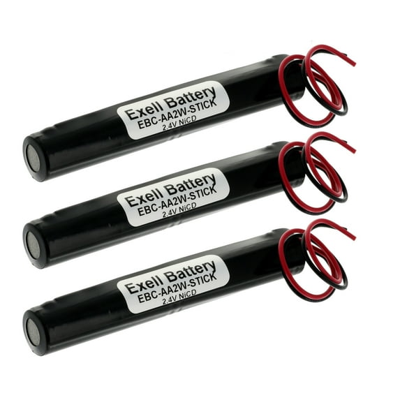 3pc Exell 2.4V 1000mAh NiCd Custom Battery Pack w/ Wire Leads