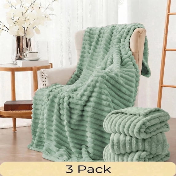 3pc Gentlesoft Striped Throw Blanket | Warm Cozy Plush for Couch & Bed | Soft Snuggly Gift for Women and Men | Dorm Decor, Bedroom Accent & All-Season