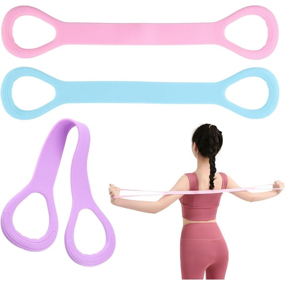 3pc Figure 8 Resistance Band, Arm Back Shoulder Exercise Bands, Elastic Rope Stretch Fitness Band, 8 Shaped Stretch Band for Chest Expander, Yoga Gym Fitness Pulling Rope