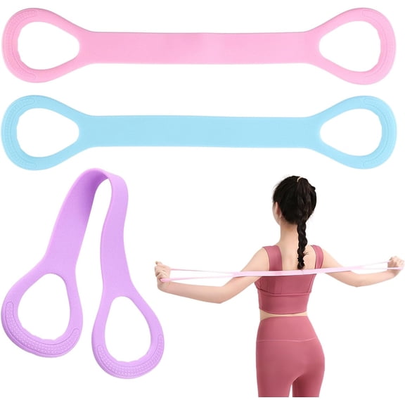 3pc Figure 8 Resistance Band, Arm Back Shoulder Exercise Bands, Elastic Rope Stretch Fitness Shaped Band for Chest Expander, Yoga Gym Pulling -