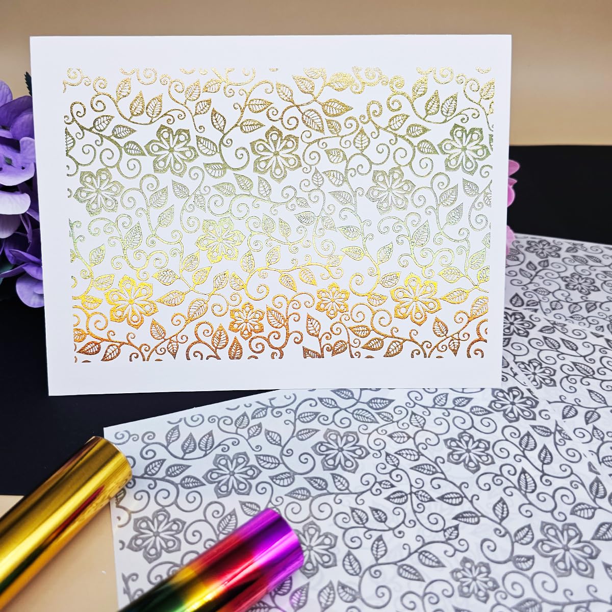 3pc Flowering Leaves Vine YPF5 Stick&Shine Foil Transfer Sticker for