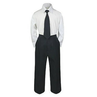 3pc Formal Black Pants Shirt Necktie Set Baby Boy Kids Toddler Teen