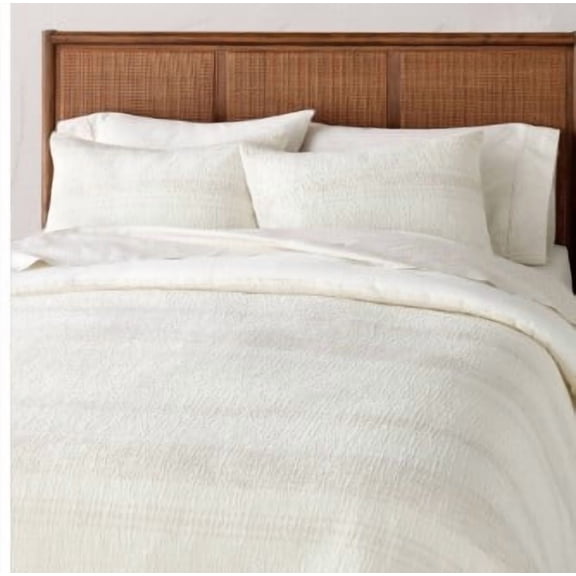 3pc Full/Queen Heather Stripe Comforter Bedding Set Twilight Taupe - Hearth & Hand with Magnolia
