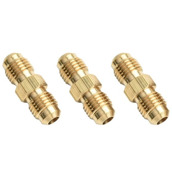 3pc Gas Hose Connector 1/4" Left Double Nipple Coupling Propane Gas Brass Pipe Fitting For Propane And Gas Applications