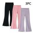 thumbnail image 1 of 3pc Girls Yoga Pants High Waist Wide Leg Workout Flare Leggings Stretchy Boot Cut Dance Pants Barrel Trousers Kids Multicolor 8Y, 1 of 9