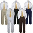 thumbnail image 1 of 3pc Gold Tie  Suit Shirt Pants Set Baby Boy Toddler Kid Uniform S-7, 1 of 1