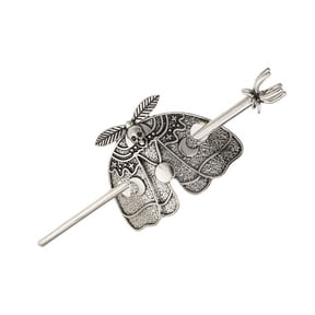 3pc Gothic Alloy Hair Sticks Moth Hair Accessories for Women Antique Silver 129x47x63mm