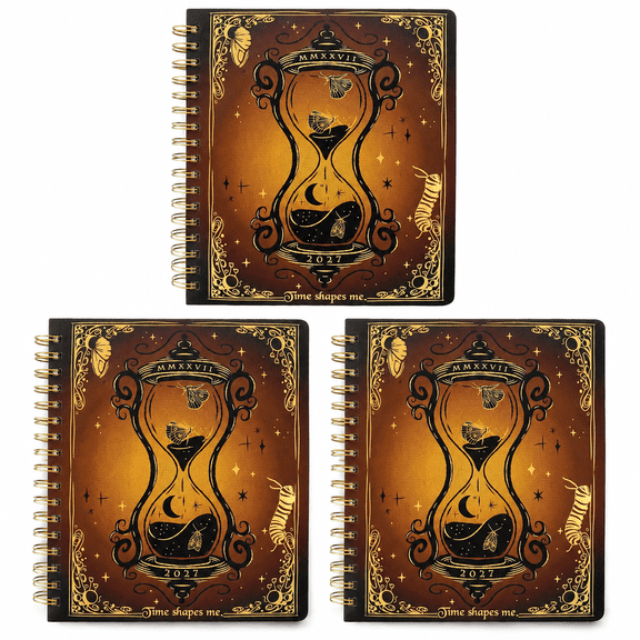 3pc Gothic Notebook Planner Set, Dark Academia Organizer Collection with Daily Schedule and Productivity Pages