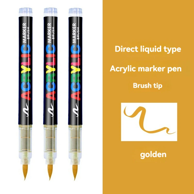 3pc Guangna8101 straight liquid soft-head acrylic marker pen opaque ...