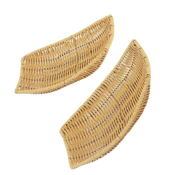 3pc Handmade Imitation Rattan Snacks Storage Container Decorative Woven Basket Ship Shaped Kitchen Bread Fruit Tray
