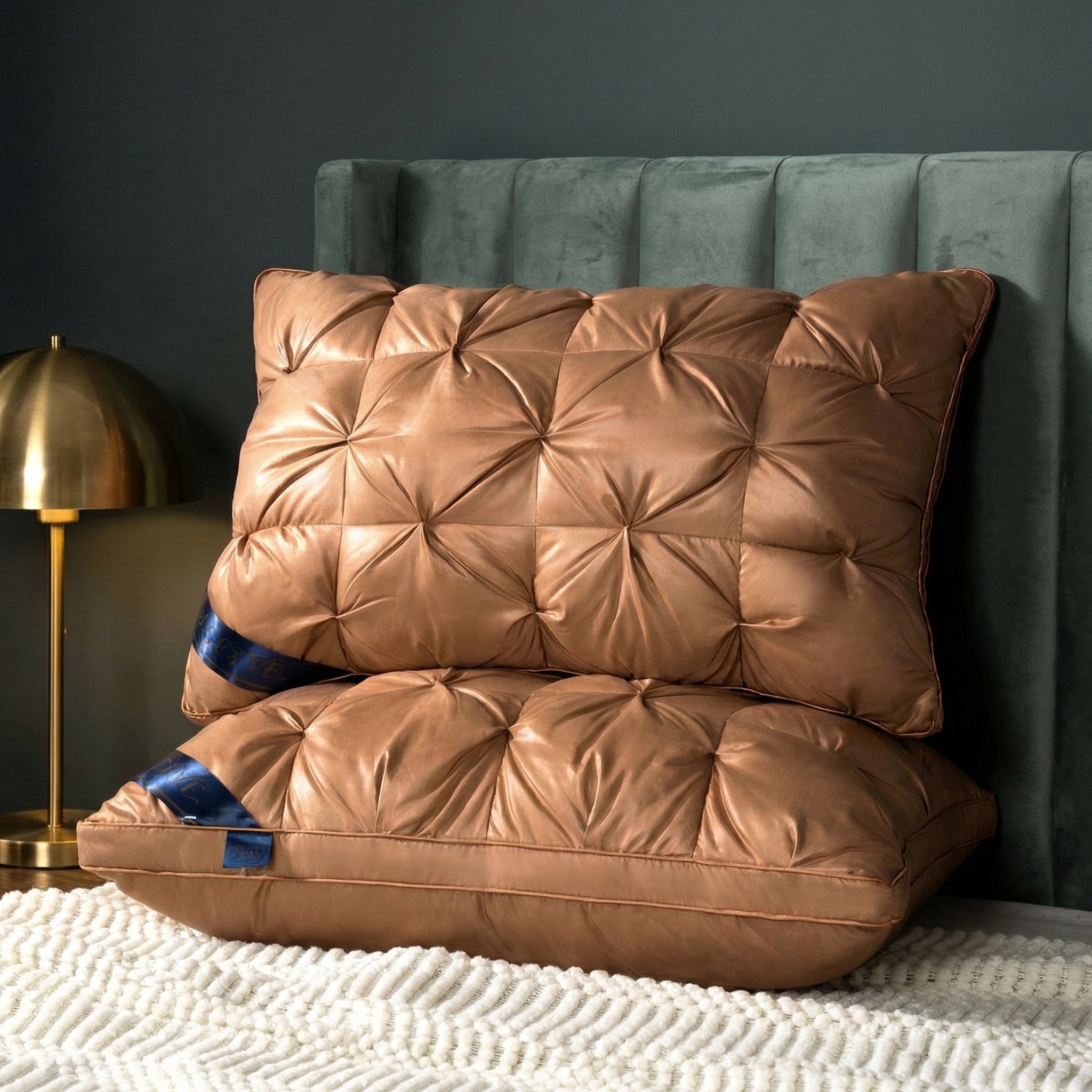 2PCS Hotel Quality Pinch Pleat Pillow, Breathable & Skin-Friendly Pillow Core, Light Luxury Decorative Pillow, Neck Support & Sleep Enhancing Pillow, Available in Multiple Colors(brown,Queen)
