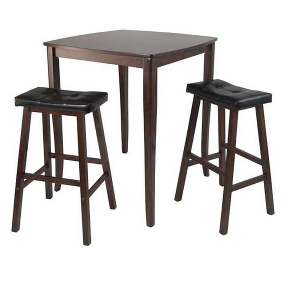 3pc Inglewood High- Pub Dining Table with Cushioned Saddle Stool