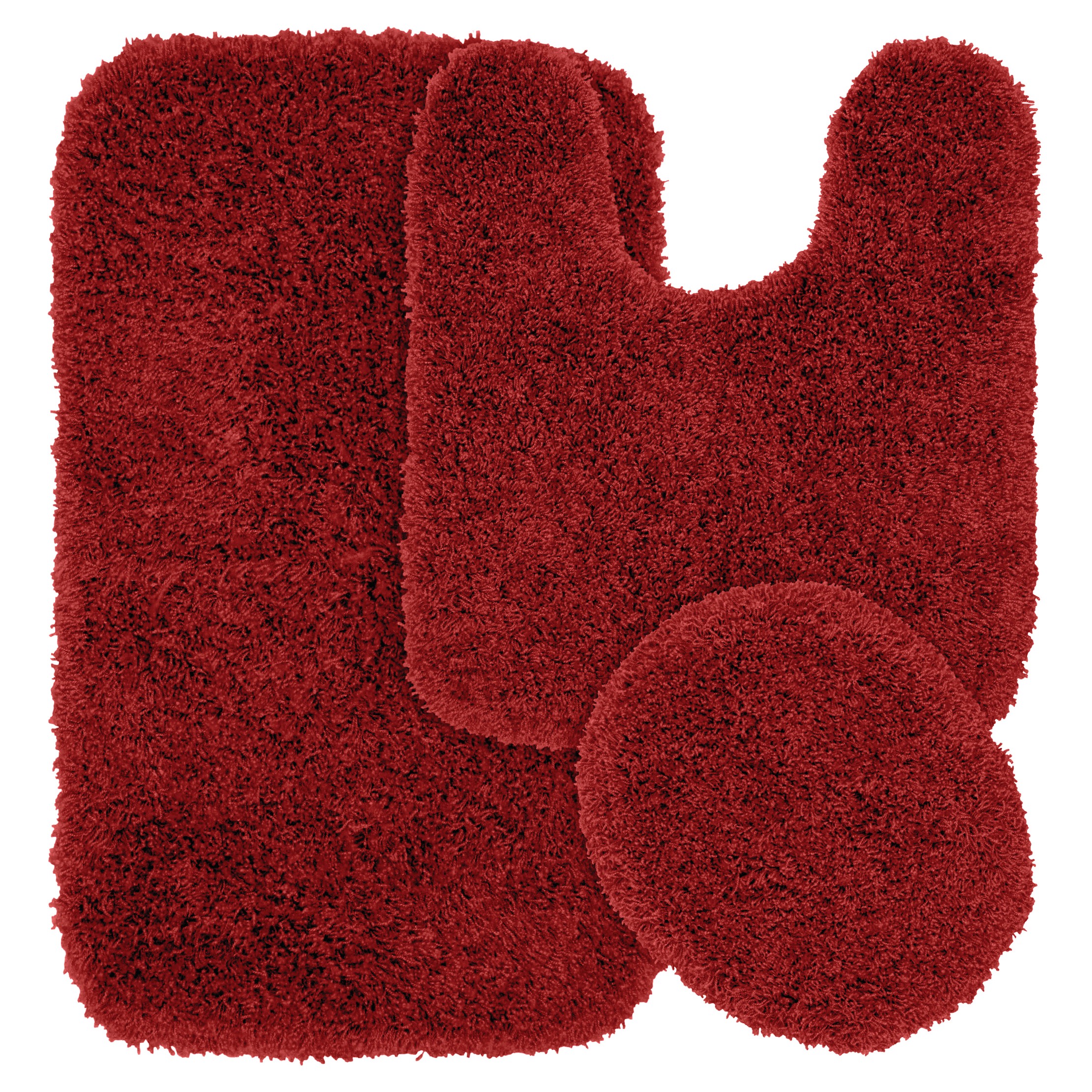 3pc Jazz Shaggy Washable Nylon Bath Rug Set Chili Pepper Red: Includes ...