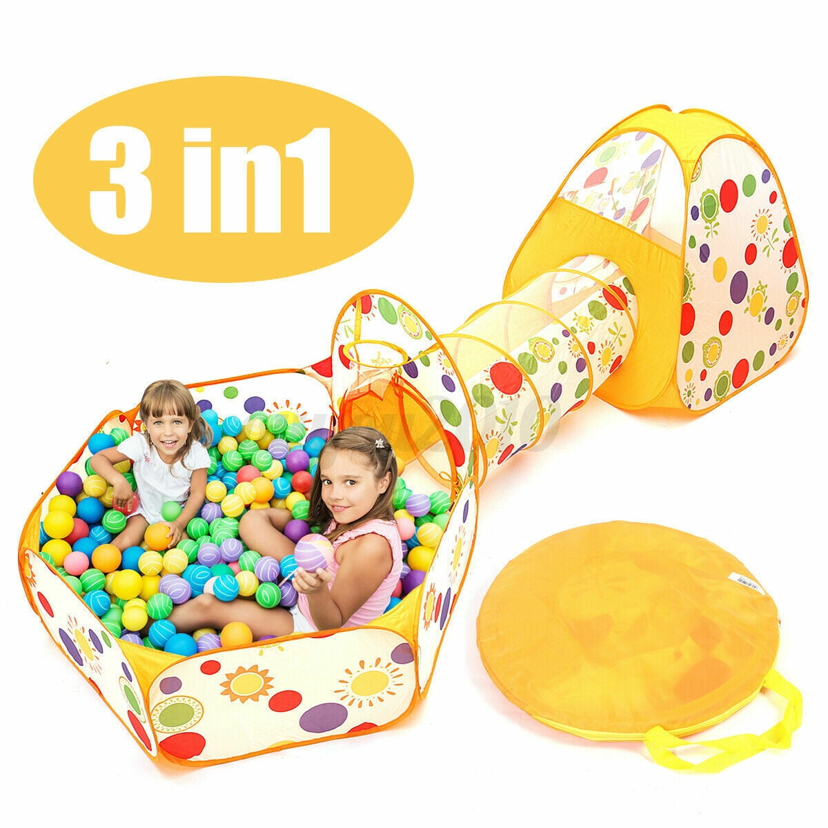 3pc Kids Play Tent Crawl Tunnel and Ball Pit Pop Up Playhouse Tent with