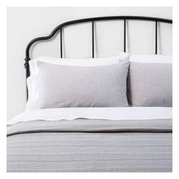 3pc King Textured Stripe Comforter & Sham Set Jet Gray - Hearth & Hand with Magn
