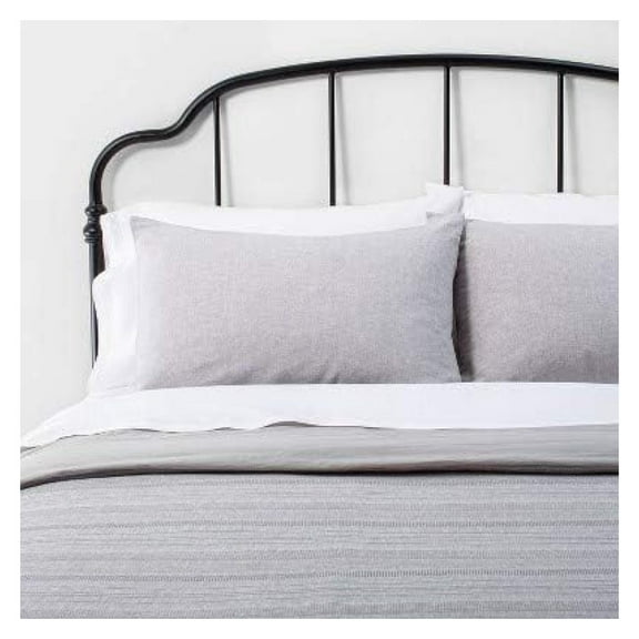 3pc King Textured Stripe Comforter & Sham Set Jet Gray - Hearth & Hand with Magn