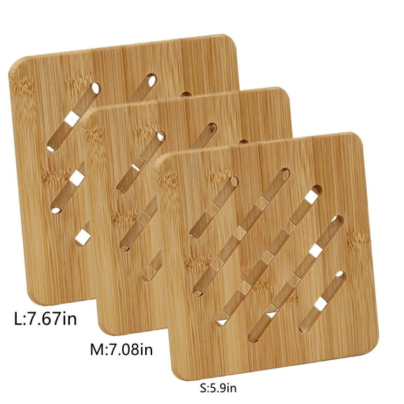 3pc (L+M+S)Heat Resistant Bamboo Trivet, Natural Bamboo Trivet Holders, Natural Bamboo Ceramic Pot Tray Heat Bowls Insulation Pad, Durable Anti-Hot Insulation Pad, Bowl, Teapot, Hot Pot Tray