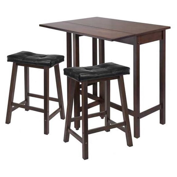 3pc Lynnwood Drop Leaf Kitchen Table with 2 Cushion Saddle Seat Stools