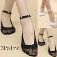 thumbnail image 1 of (3pc)MSJUHEG No Show Socks Womens,Lace Socks,Womens Socks,Footies Socks for Women,Flat Socks,Pearl Lace Breathable Ballerina Non Slip Transparent Low Black One Size, 1 of 7