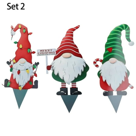 3pc Metal Lawn Ground Garden Gnome for Outdoor Decoration of Your Garden