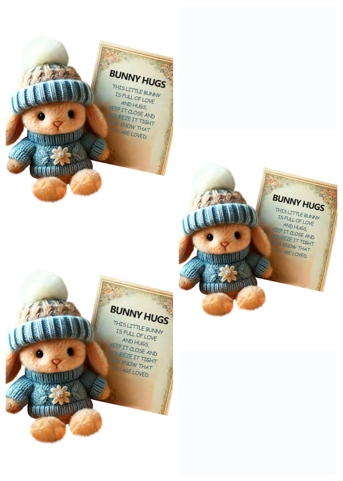3pc Mini Bunny Hug Cute Easter Gift Plush 2025 Bunny in a Box Hugs Positive Bunny Stuffed Animal Rabbit Soft Floppy Easter Ideas Bunnies Basket Stuffers Doll Emotional Support Inspirational Gifts