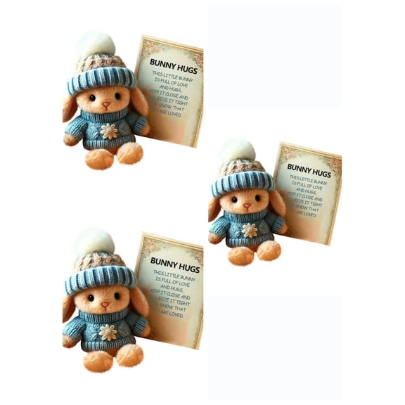 3pc Mini Bunny Hug Cute Easter Gift Plush 2025 Bunny in a Box Hugs Positive Bunny Stuffed Animal Rabbit Soft Floppy Easter Ideas Bunnies Basket Stuffers Doll Emotional Support Inspirational Gifts