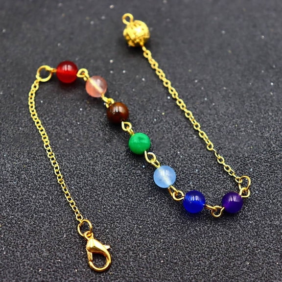 3pc Natural Gemstone Dowsing Pendulums Chains with Metal Chains and Clasps Golden 190mm