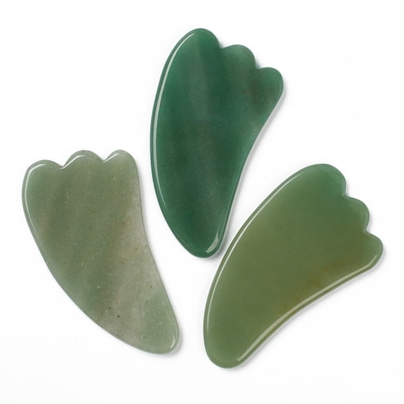 3pc Natural Green Aventurine Gua Sha Boards for Scraping Massage and Gua Sha Facial Tools Petaloid 95x54x6mm