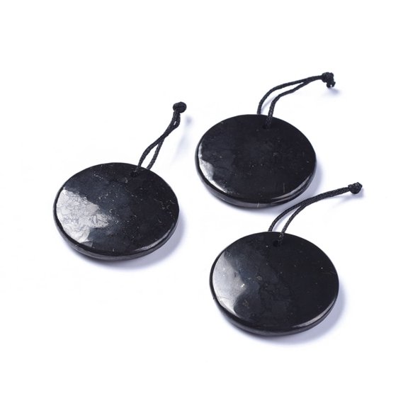3pc Natural Pendants Flat Round 35x6mm Hole: 1.8mm