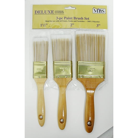 3pc Paint Brush Set 1.5", 2", 3" 100% Polyester For all Paints Interior/Exterior