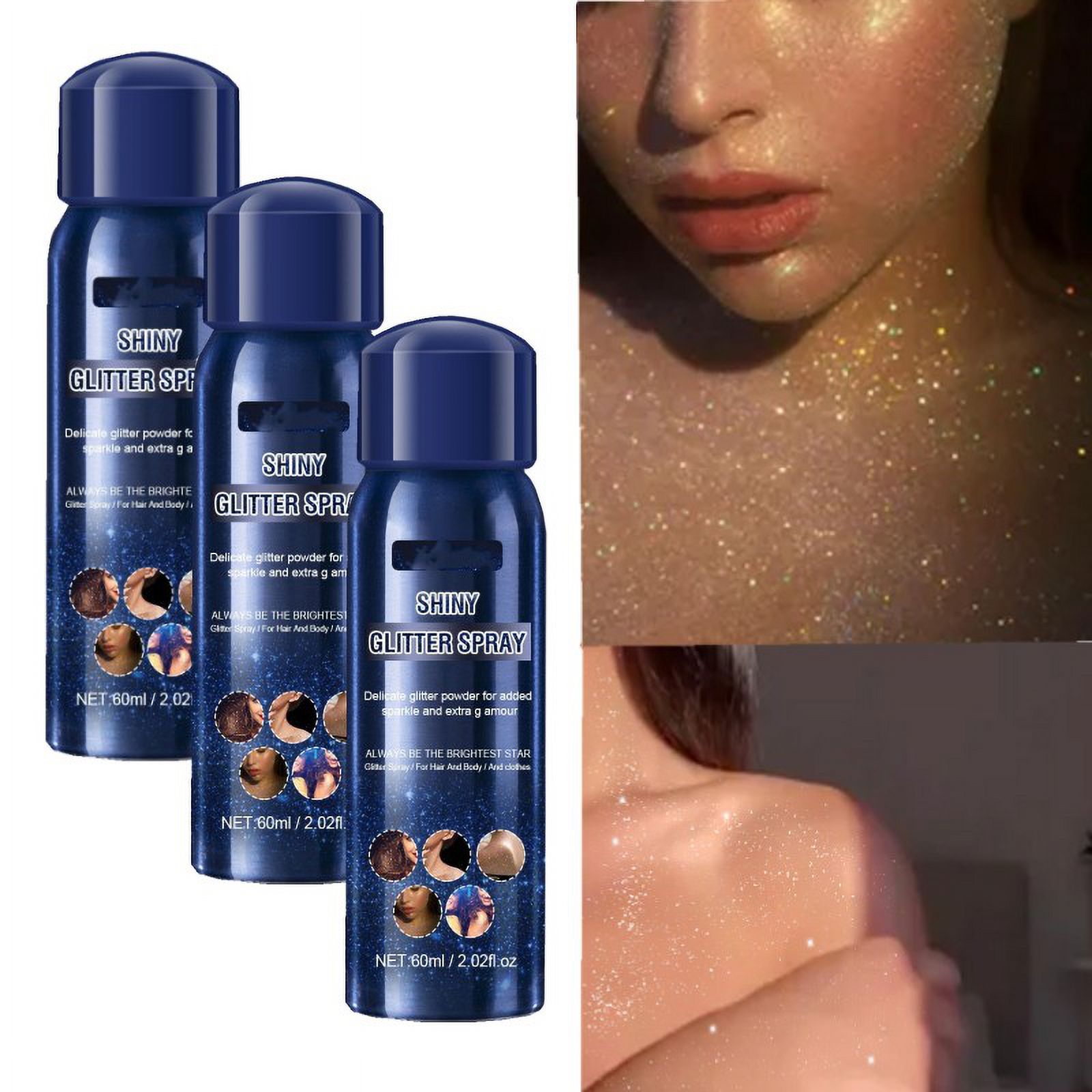 3pc Party Supplies Glitter Spray Makeup Party Skin Glitter Clothing