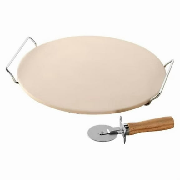 3pc Pizza Baking Set,Includes: Pizza Stone, Serving Holder, Cutter