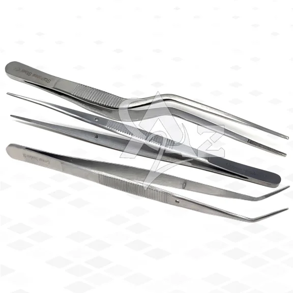 3pc Professional Precision Tweezers Set - Stainless Steel Fine Tip Forceps for Electronics, Circuit Board Soldering, Jewelry, Watchmaking & Repair Tool Kit