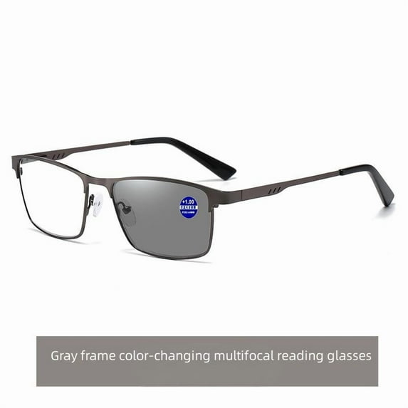 3pc Progressive Photochromic Reading Glasses for Men Blue Light Blocking Multifocal Lens Computer Readers Near Far Vision Magnification 2.5x,Grey(Color changing & multifocal)