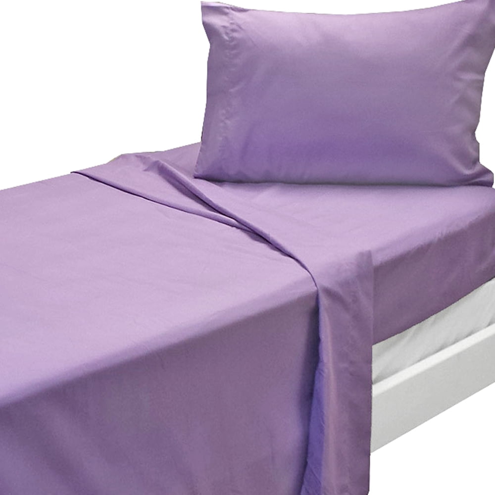 3pc Purple Twin XL Bed Sheet Set Solid Color Bedding Accessories