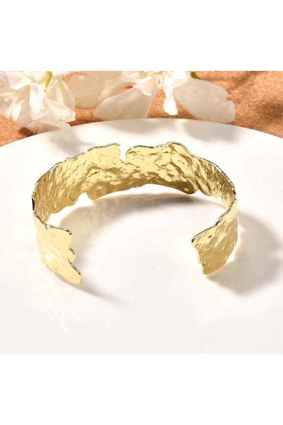 3pc Rack Plating Brass Cuff Bangles Open Bangles for Women Cadmium Free & Lead Free Real 18K Gold Plated 3/4~7/8 inch(2.1cm) Inner Diameter: 2-3/8x1-7/8 inch(6x4.9cm)