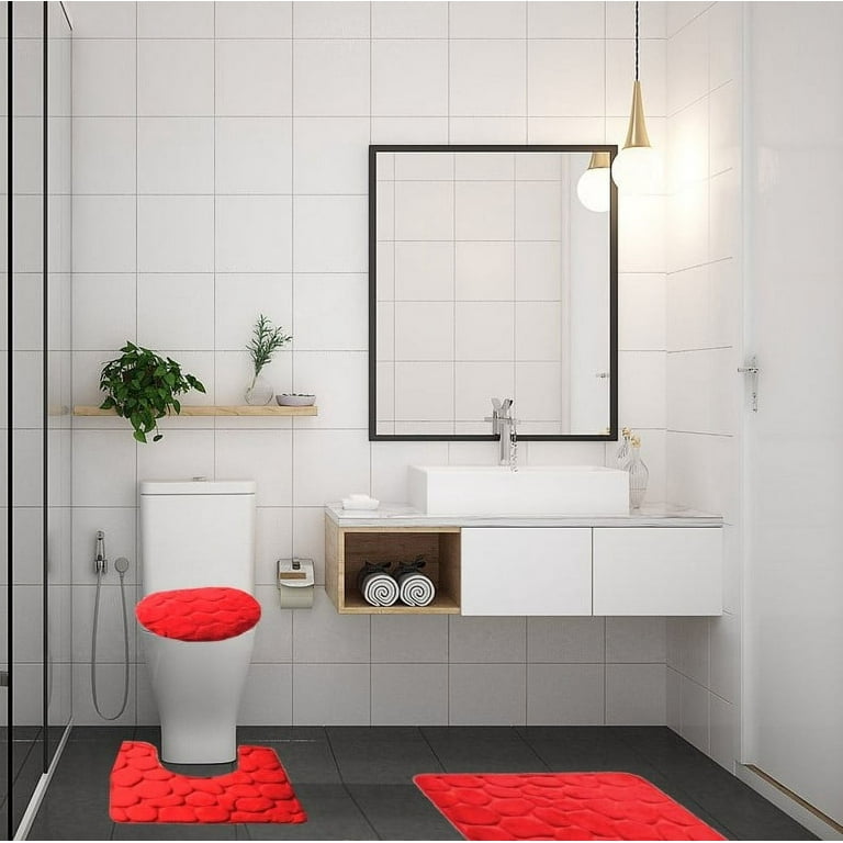 Bath Mat Sets Brown/Black/Red Rectangular Modern Polyester Best
