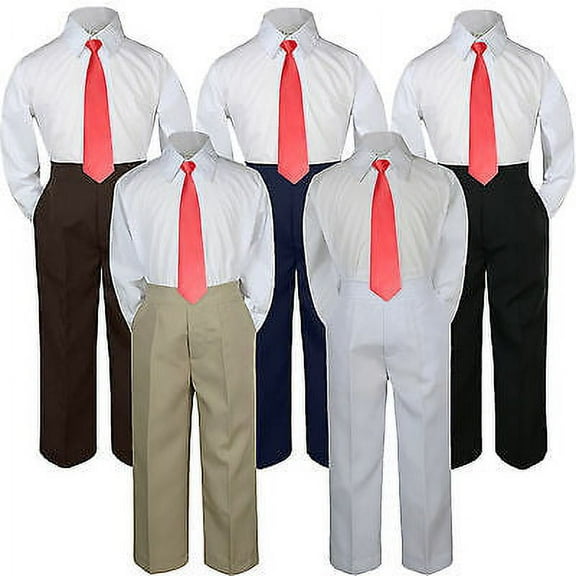 3pc Red Christmas Tie Suit Shirt Pants Set Baby Boy Toddler Kid Uniform S-7