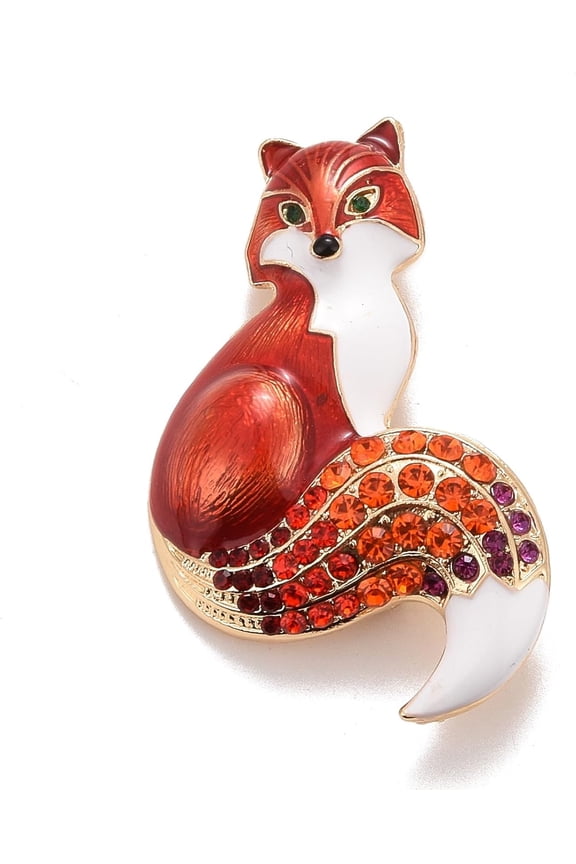 3pc Rhinestone Fox Badge Animal Alloy Enamel Lapel Pin for Backpack Clothes Golden Hyacinth 54x37x7mm Pin: 0.7mm