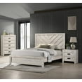 thumbnail image 1 of 3pc Rustic Beige Finish Bedroom Furniture Full Size Geometric HB Bed Chest Nightstand Set, 1 of 8