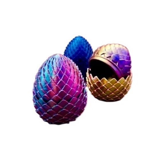 3pc Seamless Dragon Scale Egg Case Fantasy Magic Collectible Decor  Tabletop Decoration Figurine 3D Printed