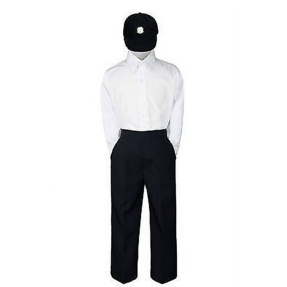 3pc Set Baby Toddler Boys Black Navy Brown Pants Compass Hat Uniform Suit S-7