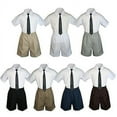 thumbnail image 1 of 3pc Set Boy Toddler Formal Party Black Necktie White Black Khaki Shorts S-4T, 1 of 2