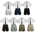 thumbnail image 1 of 3pc Set Boy Toddler Formal Party Brown Necktie White Black Khaki Shorts S-4T, 1 of 2
