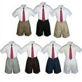 thumbnail image 1 of 3pc Set Boy Toddler Formal Party Burgundy Necktie White Black Khaki Shorts S-4T, 1 of 2