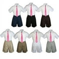 thumbnail image 1 of 3pc Set Boy Toddler Formal Party Coral Necktie White Black Khaki Shorts S-4T, 1 of 2