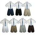 thumbnail image 1 of 3pc Set Boy Toddler Formal Party Dark Gray Necktie White Black Khaki Shorts S-4T, 1 of 2