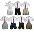 thumbnail image 1 of 3pc Set Boy Toddler Formal Party Eggplant Necktie White Black Khaki Shorts S-4T, 1 of 2